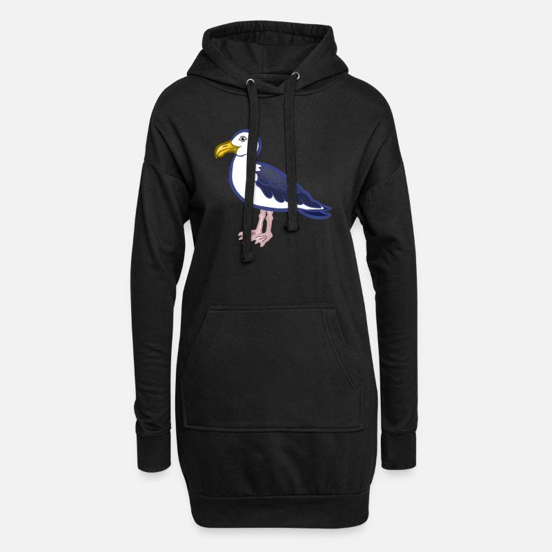 Möwe - Hoodie-Kleid - Schwarz