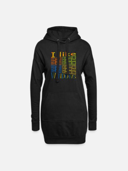 I like Windows - Hoodie-Kleid - Schwarz
