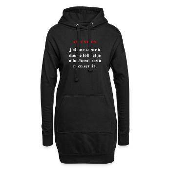 J'ai une sœur à moitié folle...2 - Sweat-shirt à capuche long Femme - noir - Devant