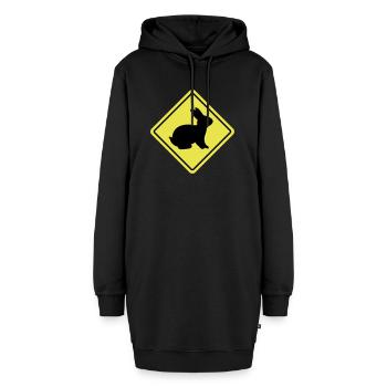 Kaninchen Sign - Hoodie-Kleid - Schwarz - Vorne