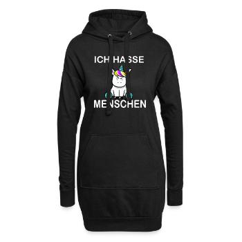 Ich hasse Menschen Einhorn - Hoodie-Kleid - Schwarz - Vorne