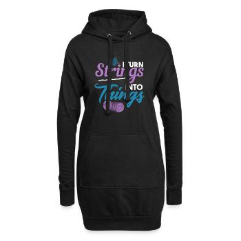 Strings into Things Stricker Strickerin Strickgarn - Hoodie-Kleid - Schwarz - Vorne