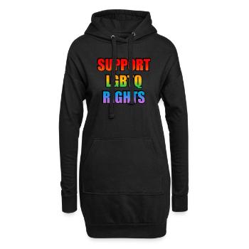 Soutenez les droits LGBT Drapeau arc-en-ciel - Sweat-shirt à capuche long Femme - noir - Devant