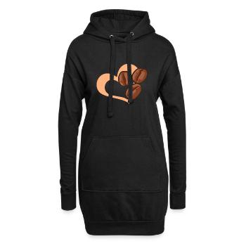 Kaffeebohne Herz Café Kaffee - Hoodie-Kleid - Schwarz - Vorne