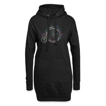 Create your Story 🌸 Retro Fahrrad Blumen Spruch - Hoodie-Kleid - Schwarz - Vorne