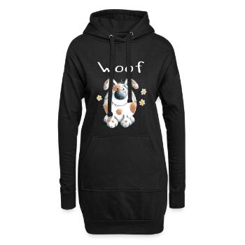 Woof chien avec des fleurs - Chiens - Cadeau - Sweat-shirt à capuche long Femme - noir - Devant