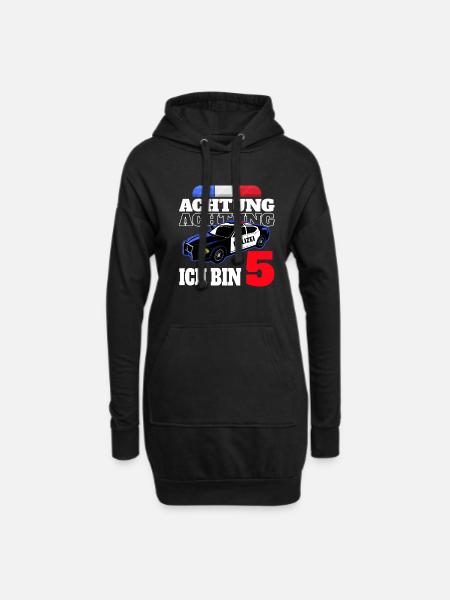 5 Geburtstag Polizei Polizeiauto Junge Geschenk - Hoodie-Kleid - Schwarz
