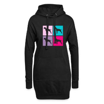 Cadeau de propriétaire de chien rétro boxeur allemand - Sweat-shirt à capuche long Femme - noir - Devant