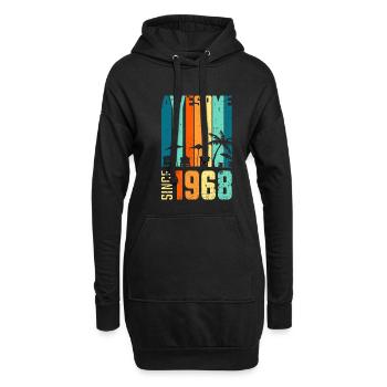 Vintage 1968 68 Anniversaire Rétro Millésime cadeau - Sweat-shirt à capuche long Femme - noir - Devant