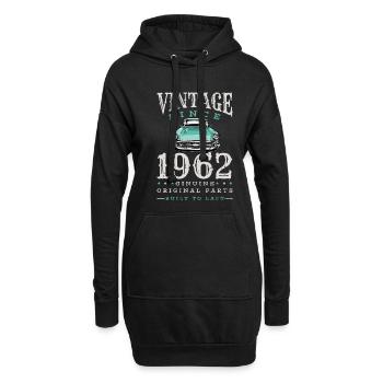 Vintage 1962 62 Anniversaire Rétro Millésime cadeau - Sweat-shirt à capuche long Femme - noir - Devant