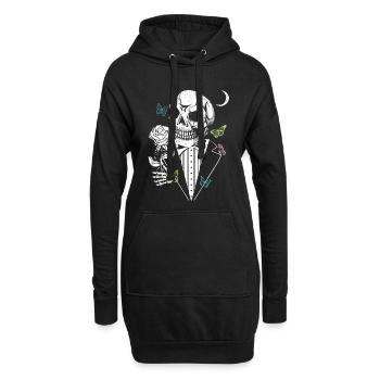 Gentelman Skull mit Rose - Hoodie-Kleid - Schwarz - Vorne