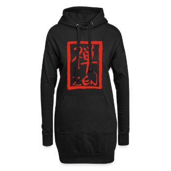Le mot zen en japonais (rouge) - Sweat-shirt à capuche long Femme - noir - Devant