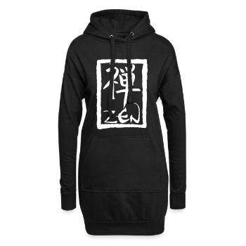 Le mot zen en japonais (blanc) - Sweat-shirt à capuche long Femme - noir - Devant