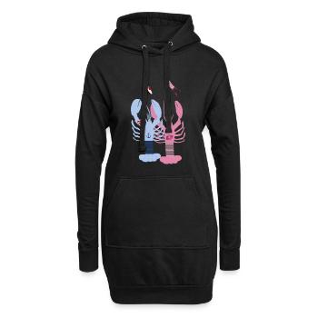 Bretagne - Homards bleu et rose - Sweat-shirt à capuche long Femme - noir - Devant