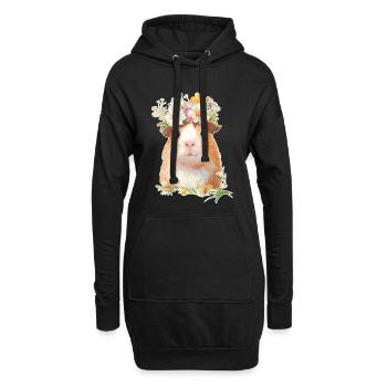 Cochon d’Inde avec des fleurs - Sweat-shirt à capuche long Femme - noir - Devant