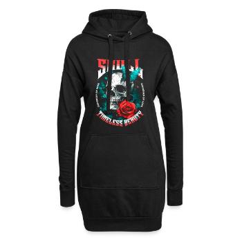 Totenkopf Totenschädel Rose Blume Schmetterling - Hoodie-Kleid - Schwarz - Vorne