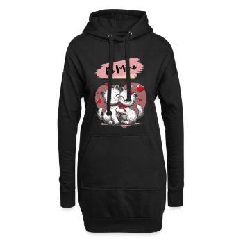 Be Mine Katzenkuscheln mit Herzen - Hoodie-Kleid - Schwarz - Vorne