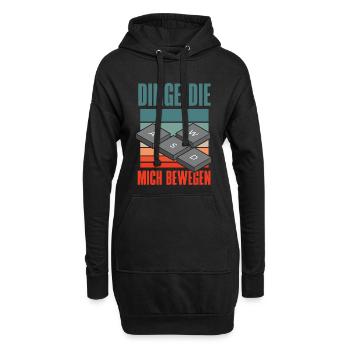 Dinge Die Mich Bewegen Wasd Pc Gamer Lustig Nerd - Hoodie-Kleid - Schwarz - Vorne