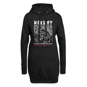Excursion de pêche en Norvège - Sweat-shirt à capuche long Femme - noir - Devant