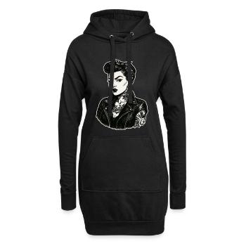 Rebellious 50s Pin-Up Girl Leather Jacket - Hoodie Dress - black - Front