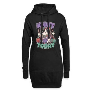 Chat avec la laine aujourd’hui nœud - Sweat-shirt à capuche long Femme - noir - Devant