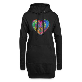 Cœur arc-en-ciel - Sweat-shirt à capuche long Femme - noir - Devant