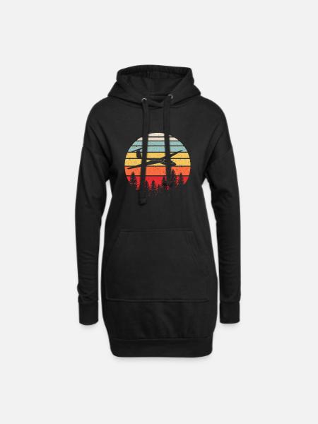 Gliding vintage glider pilot - Hoodie Dress - black