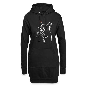 Bullterrier amour chien maman dame - Sweat-shirt à capuche long Femme - noir - Devant