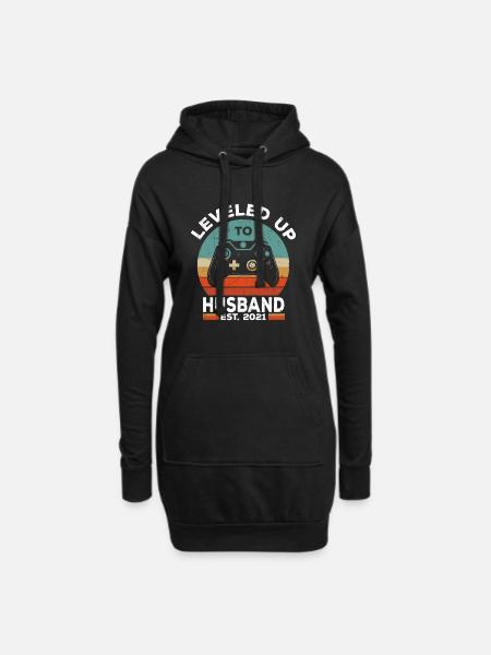 Ehemann 2021 Gamer Hochzeit Geschenk - Hoodie-Kleid - Schwarz