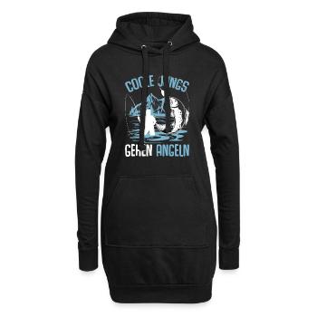 Coole Jungs gehen Angeln Angler Fischer - Hoodie-Kleid - Schwarz - Vorne