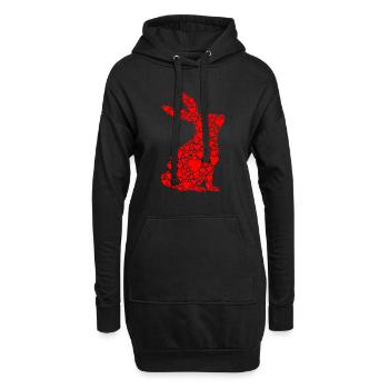 Hasen Liebe Hase Kaninchen Valentinstag - Hoodie-Kleid - Schwarz - Vorne