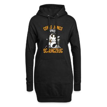Coole Jungs spielen Schlagzeug Drummer - Hoodie-Kleid - Schwarz - Vorne