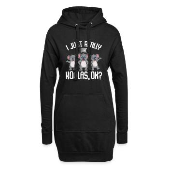 Amoureux des koalas - Sweat-shirt à capuche long Femme - noir - Devant