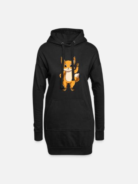 Füchse Kinder Mädchen Damen Fuchs - Hoodie-Kleid - Schwarz