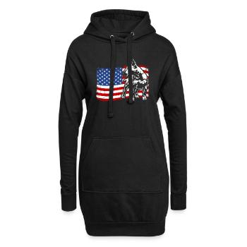 Anglais Bull Terrier America Flag Dogs Wilsigns - Sweat-shirt à capuche long Femme - noir - Devant
