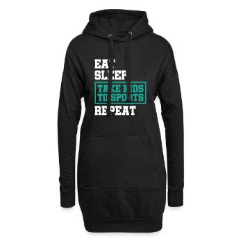 Nourriture Dormir Enfants Sports Mère Père Cadeau - Sweat-shirt à capuche long Femme - noir - Devant