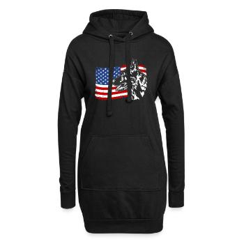 Berger hollandais Amérique Flag Chiens de troupeau Wilsigns - Sweat-shirt à capuche long Femme - noir - Devant