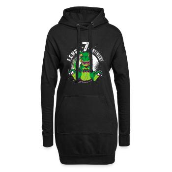 Level 7 Jahre alt, 7. Geburtstag Gamer Dino T-Rex - Hoodie-Kleid - Schwarz - Vorne