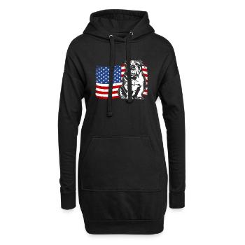 Bouledogue anglais Amérique Flag Dogs Wilsigns - Sweat-shirt à capuche long Femme - noir - Devant