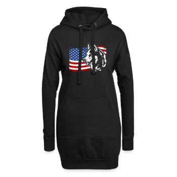 Siberian Husky Amerika Fahne Hund Hunde Wilsigns - Hoodie-Kleid - Schwarz - Vorne