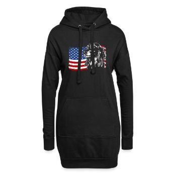 Langhaardackel Amerika Fahne Hunde Wilsigns - Hoodie-Kleid - Schwarz - Vorne
