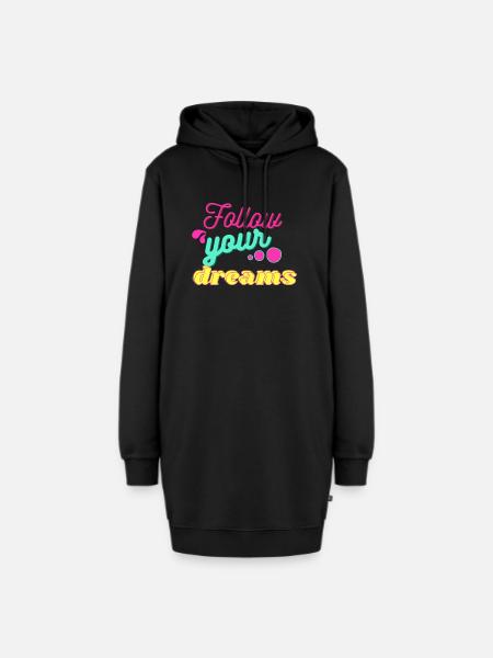 Folge deinen Träumen - Hoodie-Kleid - Schwarz
