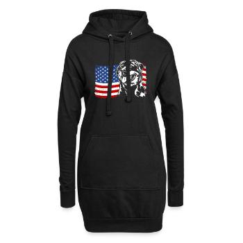 Rottweiler America Flag Chien Chiens Wilsigns - Sweat-shirt à capuche long Femme - noir - Devant