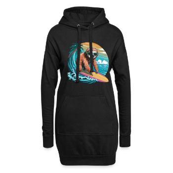 Surfer Faultier Tropischer Strand Welle Surfen - Hoodie-Kleid - Schwarz - Vorne