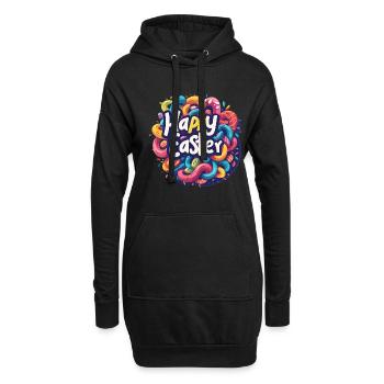 Frohe Ostern Bunte Eierjagd Osterkorb für Kinder - Hoodie-Kleid - Schwarz - Vorne