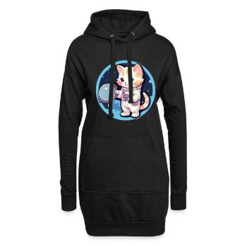 Astronaut Kitty erforscht die kosmische Grenze - Hoodie-Kleid - Schwarz - Vorne