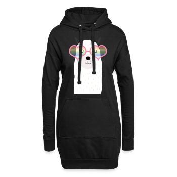 Lama, arc en ciel, lunettes de soleil, fierté, amour, coeur - Sweat-shirt à capuche long Femme - noir - Devant