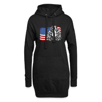 Cocker Spaniel Amerika Fahne Hunde Wilsigns - Hoodie-Kleid - Schwarz - Vorne