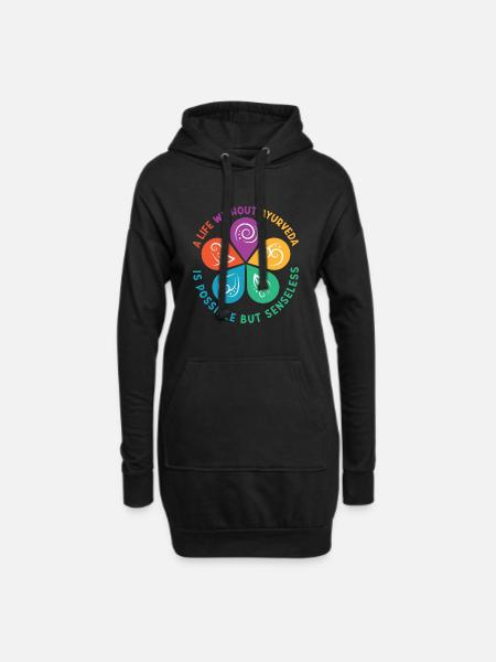 Ayurveda Cadeau Doshas Vata Kapha Pitta - Sweat-shirt à capuche long Femme - noir