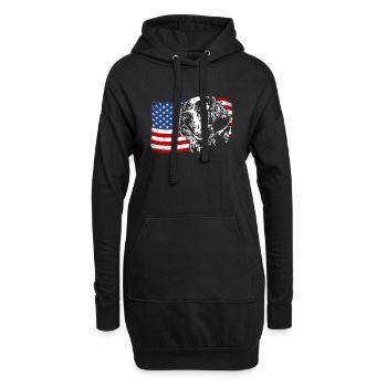St. Bernard Amérique Flag Chien Chiens Wilsigns - Sweat-shirt à capuche long Femme - noir - Devant